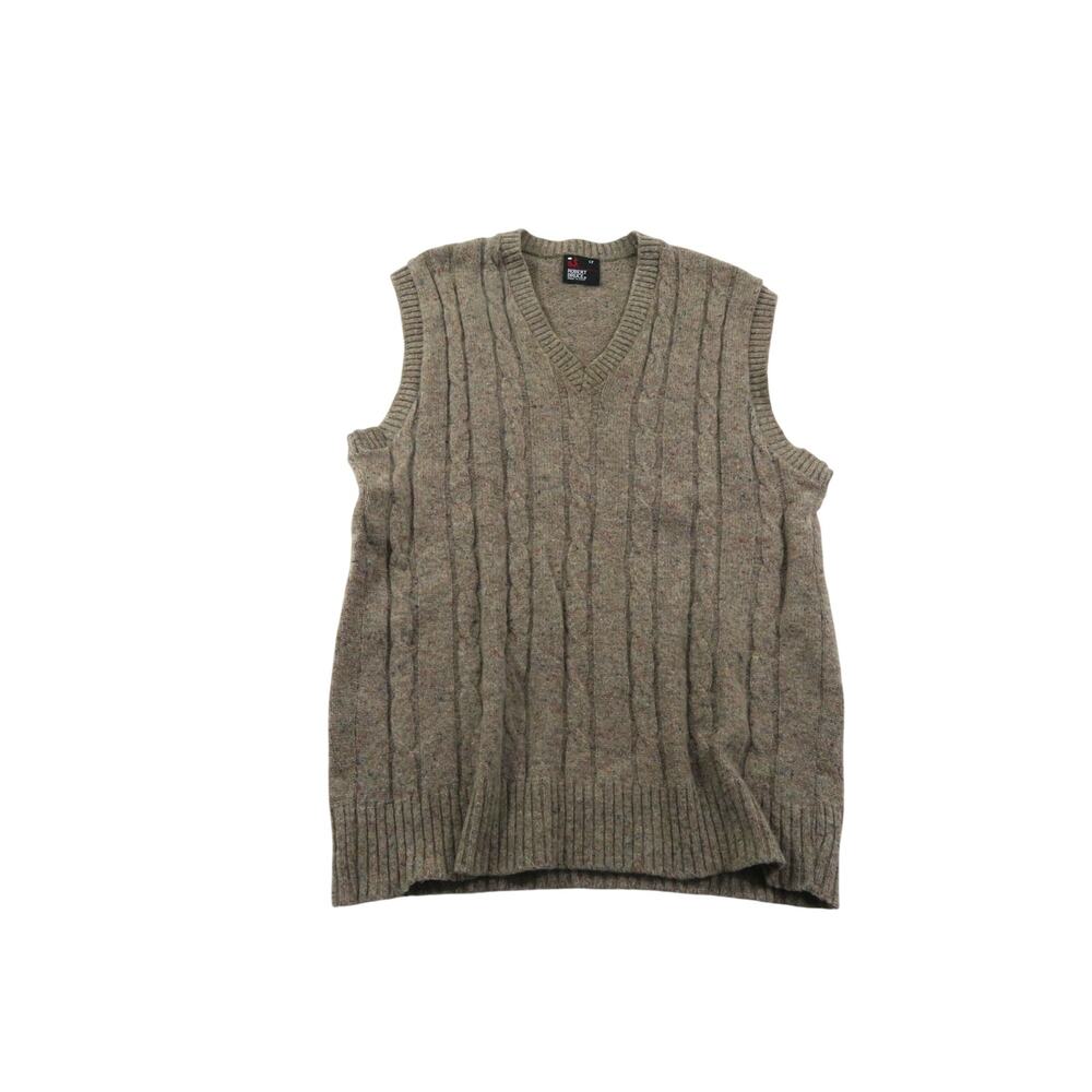 Robert Bruce Sweater Vest Khaki Brown Sz L Tall 1980s
